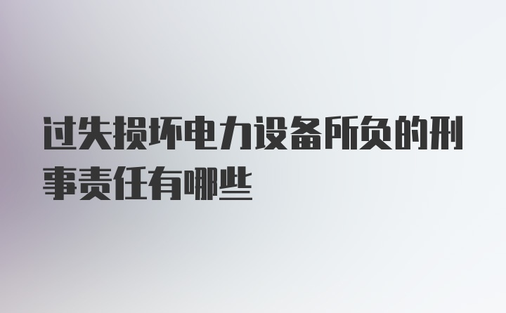 过失损坏电力设备所负的刑事责任有哪些