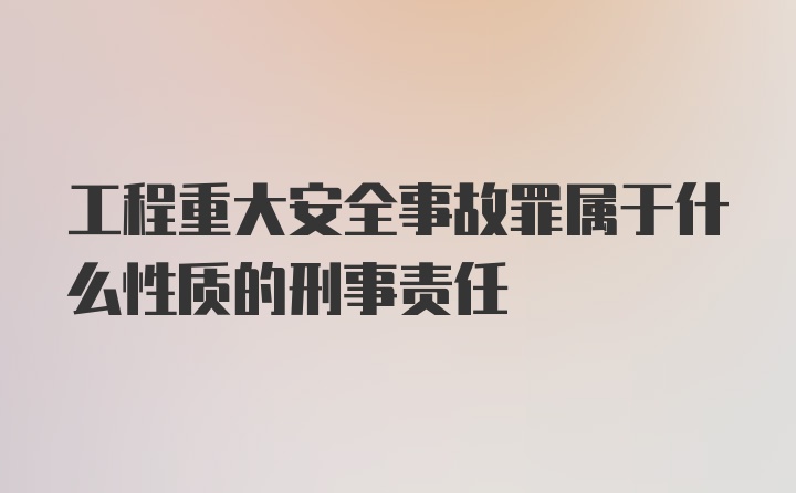 工程重大安全事故罪属于什么性质的刑事责任