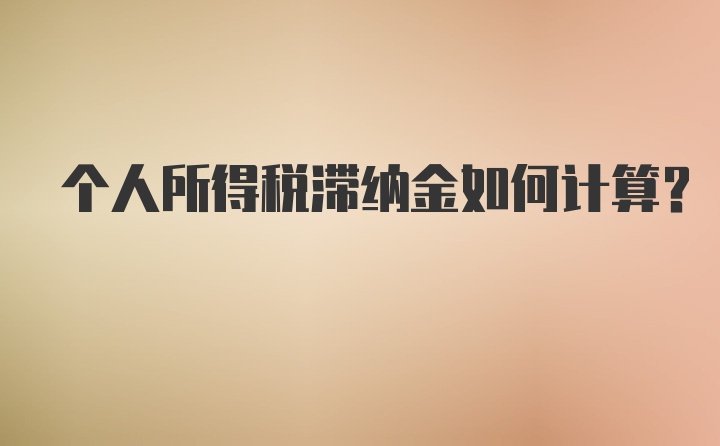 个人所得税滞纳金如何计算？