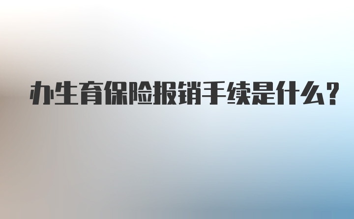 办生育保险报销手续是什么?