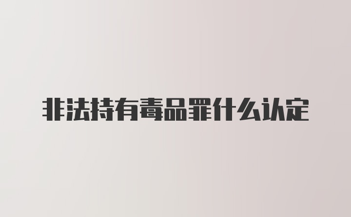 非法持有毒品罪什么认定