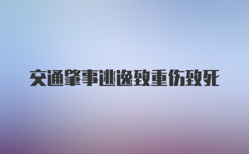 交通肇事逃逸致重伤致死