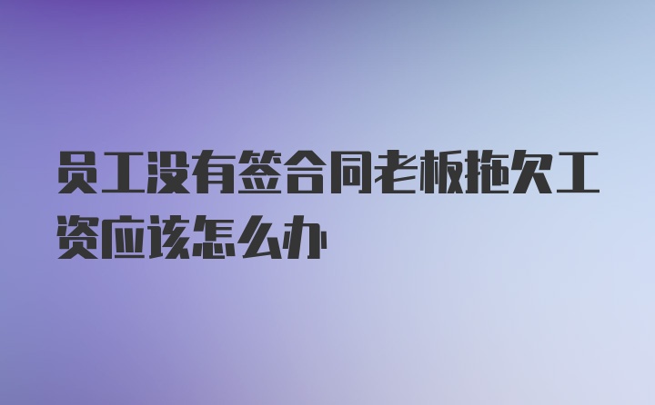 员工没有签合同老板拖欠工资应该怎么办