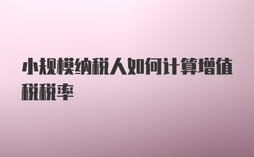 小规模纳税人如何计算增值税税率