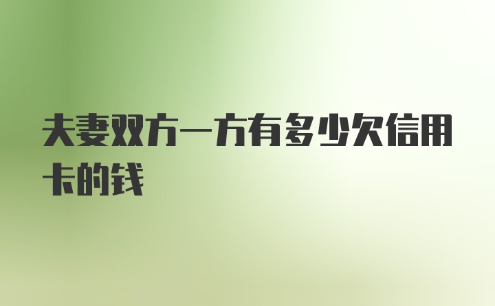 夫妻双方一方有多少欠信用卡的钱