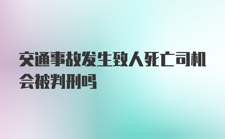 交通事故发生致人死亡司机会被判刑吗