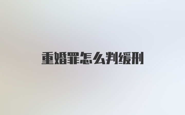 重婚罪怎么判缓刑