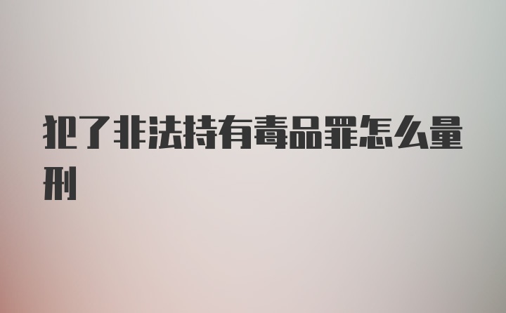 犯了非法持有毒品罪怎么量刑