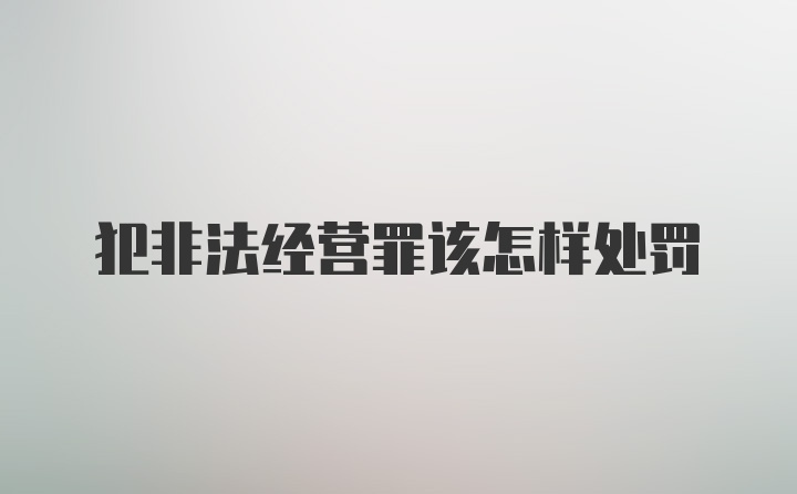 犯非法经营罪该怎样处罚