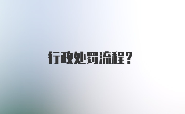 行政处罚流程？