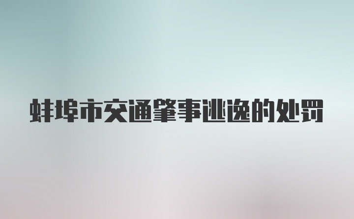 蚌埠市交通肇事逃逸的处罚