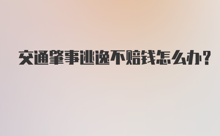 交通肇事逃逸不赔钱怎么办?