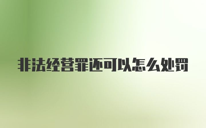 非法经营罪还可以怎么处罚