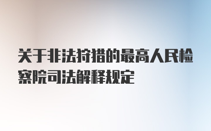 关于非法狩猎的最高人民检察院司法解释规定