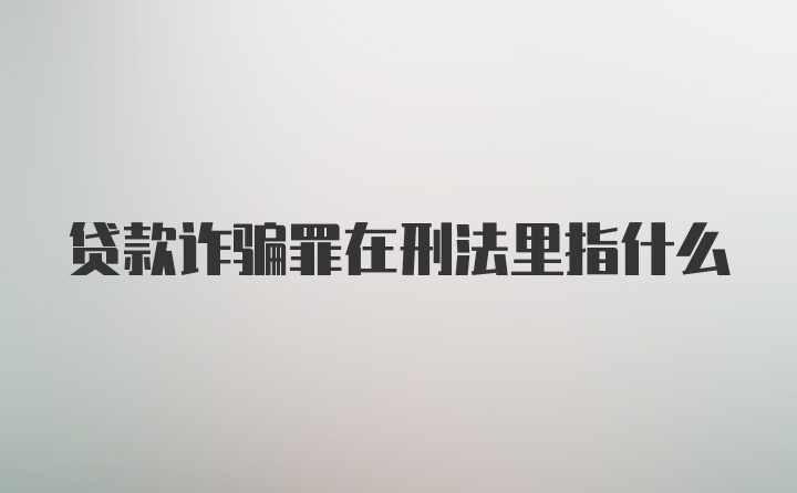 贷款诈骗罪在刑法里指什么