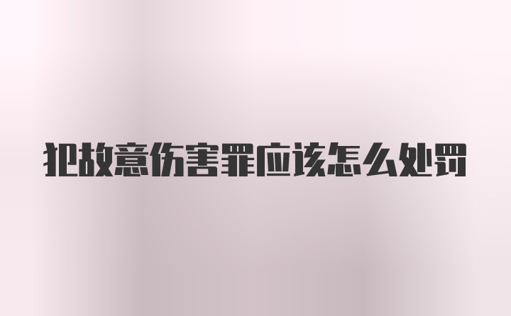 犯故意伤害罪应该怎么处罚