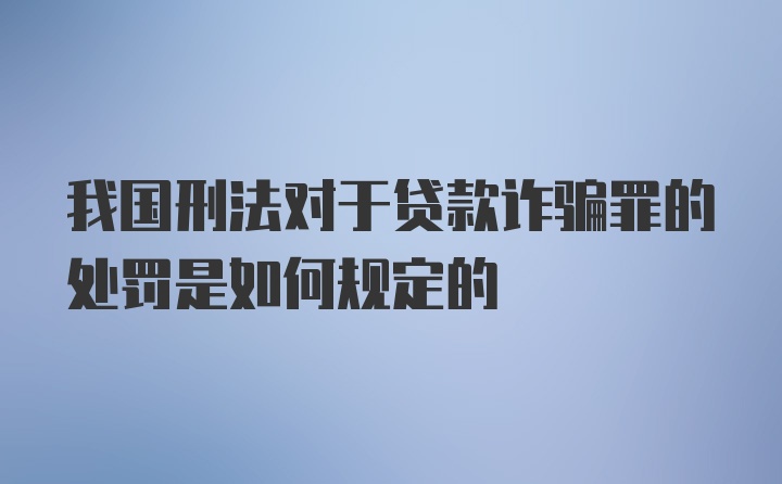 我国刑法对于贷款诈骗罪的处罚是如何规定的