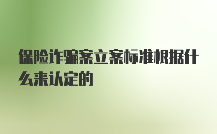 保险诈骗案立案标准根据什么来认定的