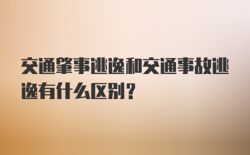 交通肇事逃逸和交通事故逃逸有什么区别？