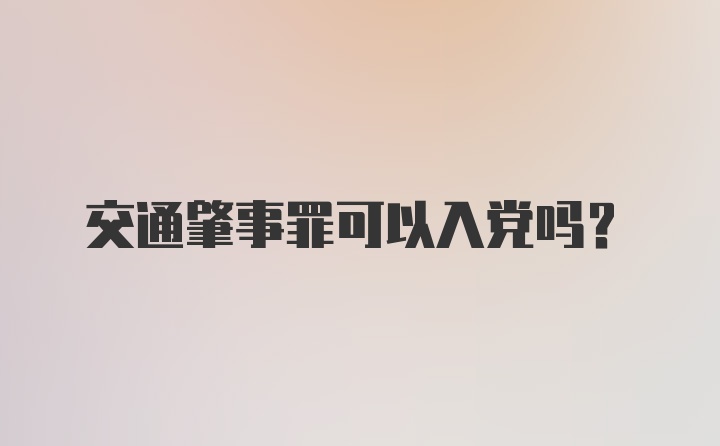 交通肇事罪可以入党吗？