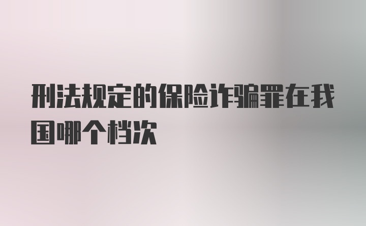 刑法规定的保险诈骗罪在我国哪个档次