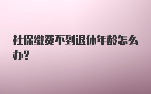 社保缴费不到退休年龄怎么办?