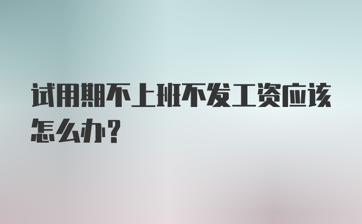 试用期不上班不发工资应该怎么办？