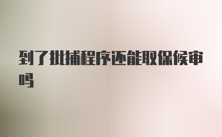 到了批捕程序还能取保候审吗