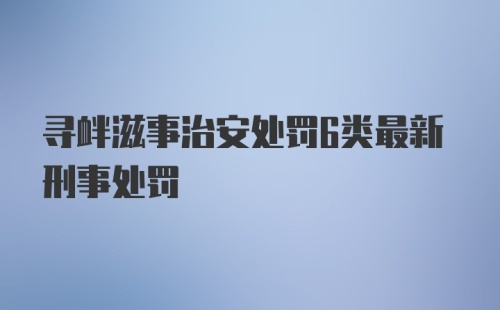 寻衅滋事治安处罚6类最新刑事处罚