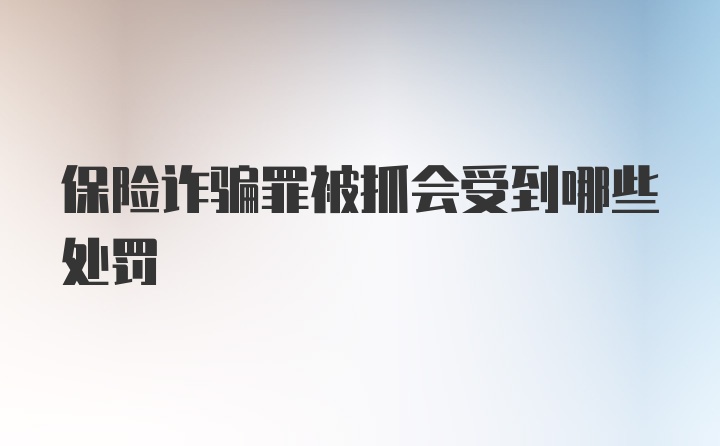 保险诈骗罪被抓会受到哪些处罚