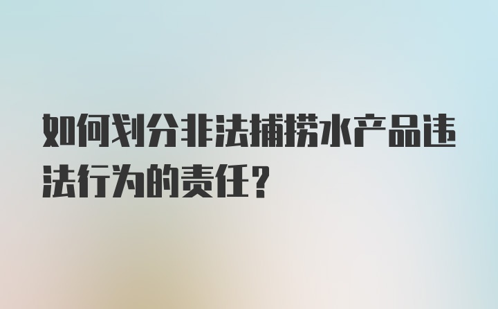 如何划分非法捕捞水产品违法行为的责任?