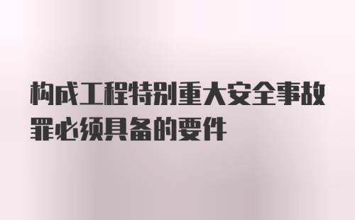 构成工程特别重大安全事故罪必须具备的要件