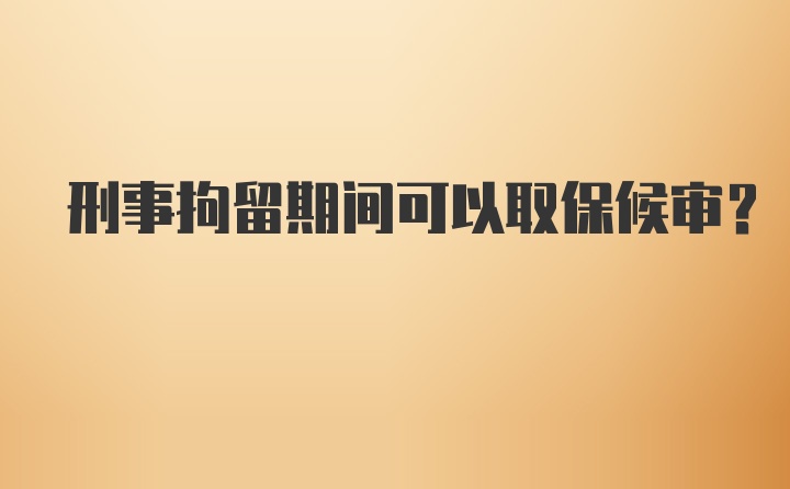 刑事拘留期间可以取保候审？