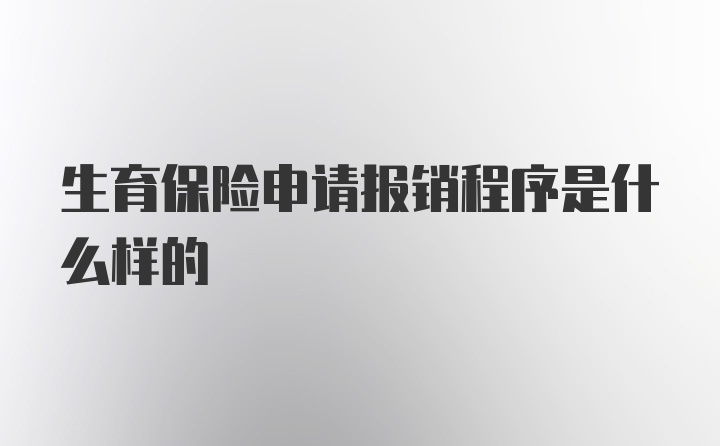 生育保险申请报销程序是什么样的