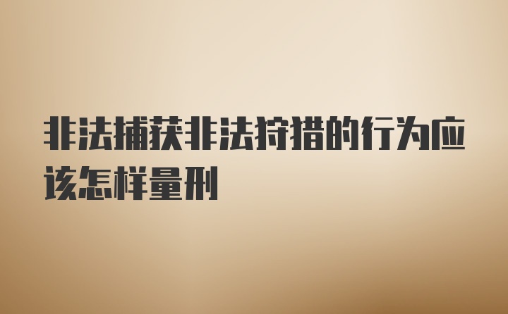 非法捕获非法狩猎的行为应该怎样量刑