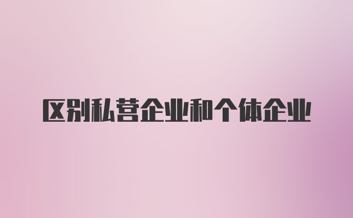 区别私营企业和个体企业