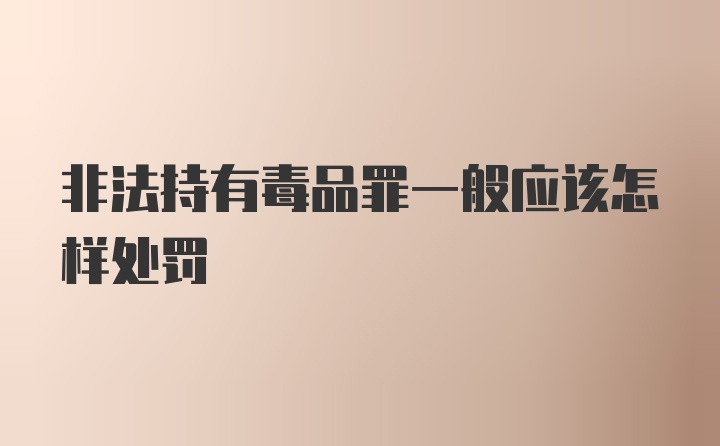 非法持有毒品罪一般应该怎样处罚