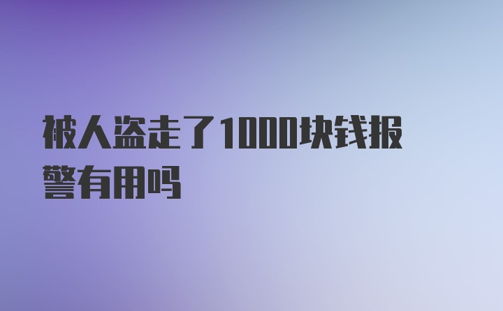 被人盗走了1000块钱报警有用吗