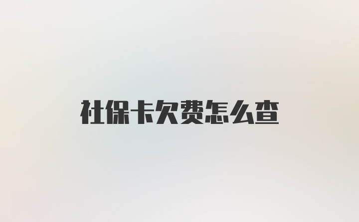 社保卡欠费怎么查