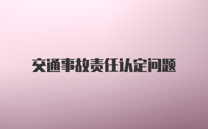 交通事故责任认定问题