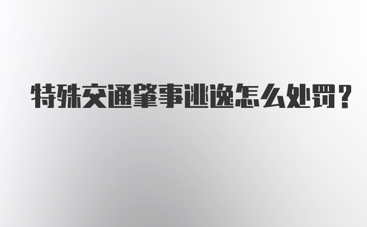 特殊交通肇事逃逸怎么处罚?