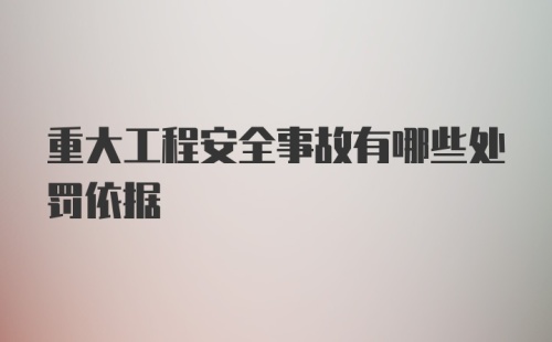 重大工程安全事故有哪些处罚依据