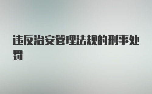 违反治安管理法规的刑事处罚