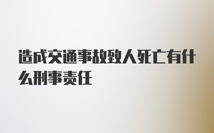 造成交通事故致人死亡有什么刑事责任