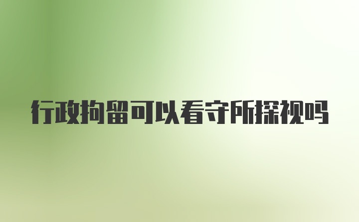 行政拘留可以看守所探视吗