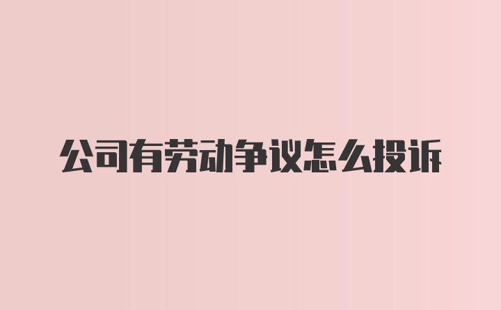 公司有劳动争议怎么投诉