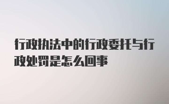 行政执法中的行政委托与行政处罚是怎么回事