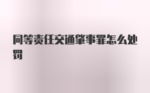 同等责任交通肇事罪怎么处罚