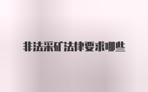 非法采矿法律要求哪些