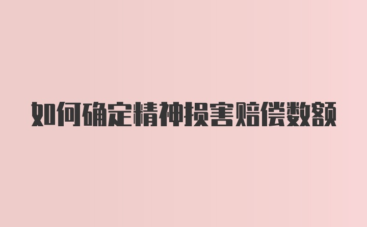 如何确定精神损害赔偿数额